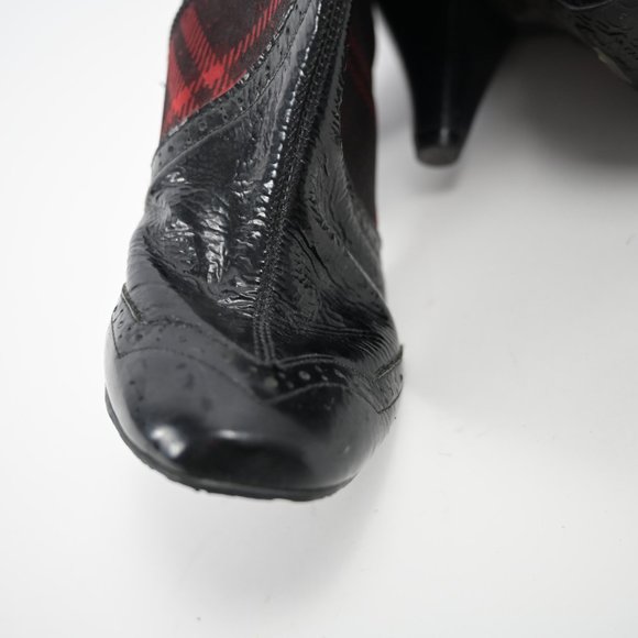 Brazillian Heeled boots, half leather, red and black - Picture 2 of 9